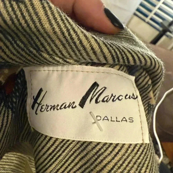 Vintage Herman Marcus Floral Button-Up Blouse and Beige Skirt Set - Picture 3 of 7